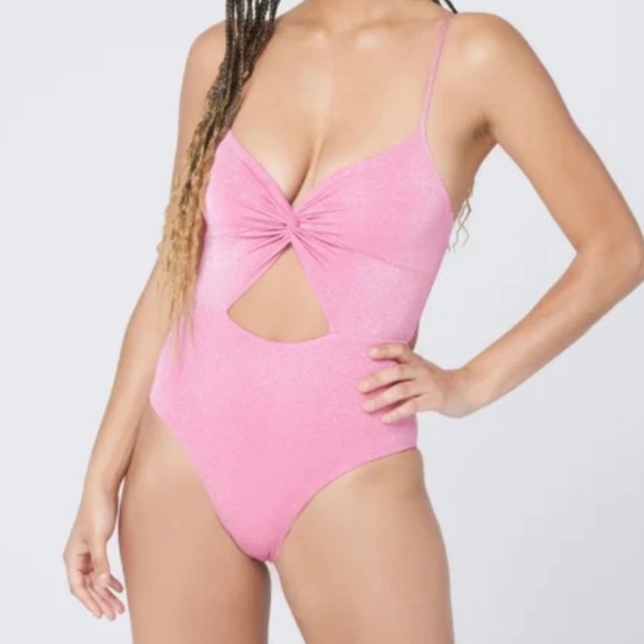 L*space Limited Edition Pink Shimmer Malibu Barbie One Piece Swimsuit Size 6 NWT - Picture 2 of 7